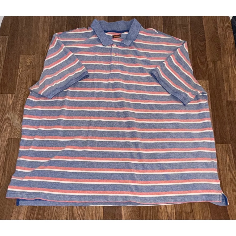 The Foundry Supply Co Mens 5XL Striped‎ Polo Shirt Blue Red White 100% Cotton